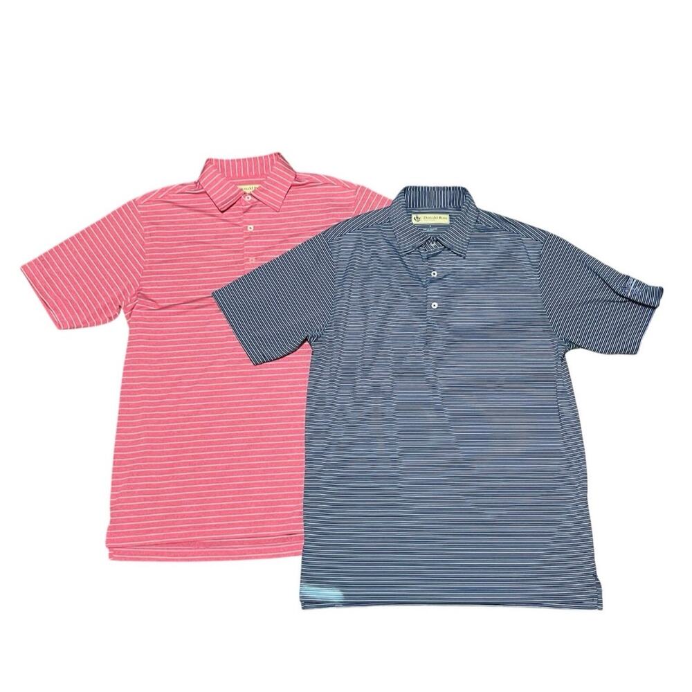 Lot Of Donald Ross Golf Performance Polo Shirts Mens S Pink Blue Striped Eagle